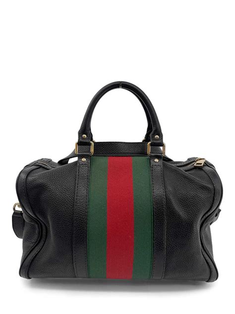 gucci vintage web boston bag with classic stripes|vintage Gucci handbags 1960 tote.